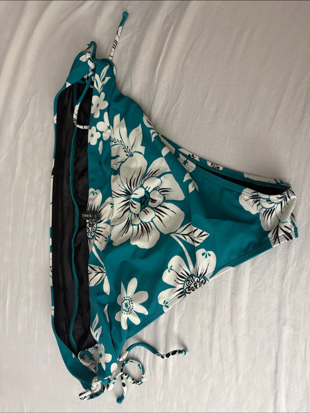 torrid Teal Floral Bikini Bottoms with White Flowers